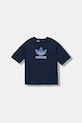 adidas Originals tricou de bumbac pentru copii JV8558 bleumarin AW25