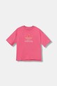 adidas Originals tricou de bumbac pentru copii imprimeu roz JV8559