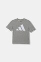 Детска памучна тениска adidas меланж сив JV9869
