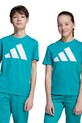 Детска памучна тениска adidas памук тюркоазен JV9885