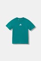 adidas t-shirt bawełniany dziecięcy aplikacja turkusowy JW0005
