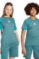 Dětské bavlněné tričko adidas kulatý tyrkysová JW4966