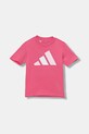 Otroška bombažna kratka majica adidas Okrogel roza JY0299
