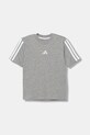 Dětské bavlněné tričko adidas kulatý šedá JY4968