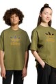 Детская хлопковая футболка adidas Originals аппликация зелёный JZ4078