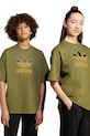 adidas Originals tricou de bumbac pentru copii imprimeu verde JZ4078