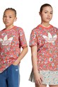 adidas Originals tricou de bumbac pentru copii print rosu JV7817