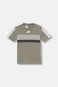 Детска памучна тениска adidas JN2246 зелен AW25