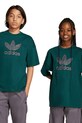 Dětské bavlněné tričko adidas Originals nášivka zelená JV8561