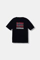 Napapijri t-shirt bawełniany dziecięcy S-ADIGE nadruk granatowy NP0A88ZW1761.134.172