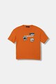Napapijri t-shirt bawełniany dziecięcy S-PRIMIERO nadruk pomarańczowy NP0A88ZYA681.98.128