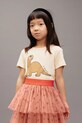 Mini Rodini t-shirt bawełniany dziecięcy Dino nadruk beżowy 25720132