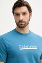 Îmbrăcăminte Calvin Klein tricou din bumbac LV04RC852G turcoaz