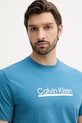 Odzież Calvin Klein t-shirt bawełniany LV04RC852G turkusowy