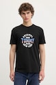 Bavlněné tričko Tommy Jeans potisk černá DM0DM21913