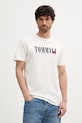 Bavlněné tričko Tommy Jeans potisk bílá DM0DM21941