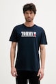 Βαμβακερό μπλουζάκι Tommy Jeans βαμβάκι σκούρο μπλε DM0DM21941