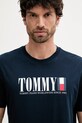 Îmbrăcăminte Tommy Jeans tricou din bumbac DM0DM21941 bleumarin