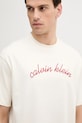 Βαμβακερό μπλουζάκι Calvin Klein Jeans μπεζ LV04RC225G