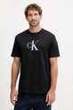 Bombažna kratka majica Calvin Klein Jeans Potisk črna LV04RC857G