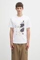 Barbour t-shirt bawełniany x Paul Smith T-Shirt nadruk biały MTS1525WH11