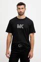 Βαμβακερό μπλουζάκι Michael Kors βαμβάκι μαύρο CT552LN1V2