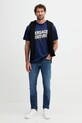 Pamučna majica Versace Jeans Couture 79GAHP02.CJ01P mornarsko plava AW25