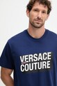 Pamučna majica Versace Jeans Couture mornarsko plava 79GAHP02.CJ01P