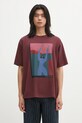 by Parra cotton t-shirt Protect the sun regular maroon 54401.