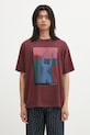 by Parra cotton t-shirt Protect the sun regular maroon 54401.