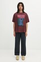 by Parra cotton t-shirt Protect the sun 54401. maroon