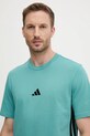 Bombažna kratka majica adidas Essentials turkizna JX0732