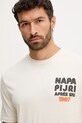 Napapijri t-shirt bawełniany S-Fiemme beżowy NP0A88T5FWA1