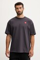 Pamučna majica The North Face Redbox natpis siva NF0A8EG50SA1