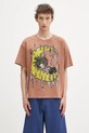 Sky High Farm t-shirt bawełniany Eri nadruk brązowy SHF07T032