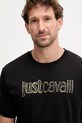 Just Cavalli t-shirt bawełniany czarny 79OAHT16.CJ500