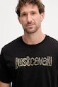 Just Cavalli t-shirt bawełniany czarny 79OAHT16.CJ500
