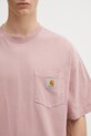 Памучна тениска Carhartt WIP S/S Hudson Pocket розов I035140.1XF5F