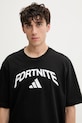 Bavlněné tričko adidas Fortnite černá JV8012