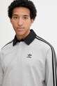 Хлопковый лонгслив adidas Originals Rugby Polo серый JY1399