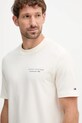 Βαμβακερό μπλουζάκι Tommy Hilfiger μπεζ MW0MW40010