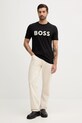 Βαμβακερό μπλουζάκι BOSS Green 50548411 μαύρο AW25