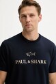 Paul&Shark t-shirt bawełniany Knitwear granatowy 99311007