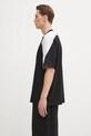 Βαμβακερό μπλουζάκι VETEMENTS Cut-Up V-Neck UH76TR265BG μαύρο AW25