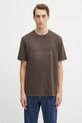 Helmut Lang t-shirt bawełniany nadruk brązowy P05HM501