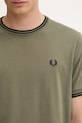 Bavlněné tričko Fred Perry zelená M1588V