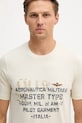 Βαμβακερό μπλουζάκι Aeronautica Militare μπεζ TS2479UJ00641