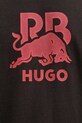 Βαμβακερή μπλούζα με μακριά μανίκια HUGO 50551830 καφέ