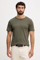Lindbergh t-shirt bawełniany nadruk zielony 30.400200B