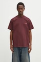 Carhartt WIP tricou din bumbac S/S American Script T-Shirt bumbac burgundia I029956.33KXX